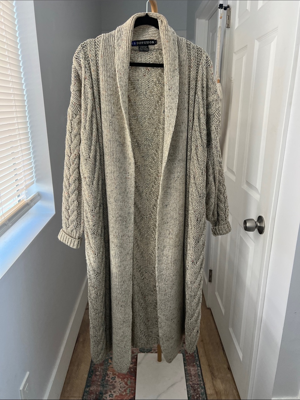 IB Diffusion Vintage Heavyweight Neutral Speckled Long Chunky Cardigan Sweater L